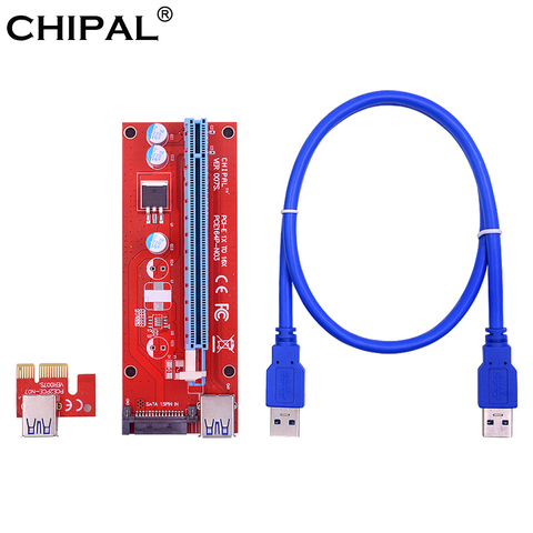 CHIPAL VER007 PCI-E Райзер-карта 007S PCI Express PCIE 1X 16X адаптер 60 см 100 см USB 3,0 кабель SATA Power для ETH GPU Майнер ► Фото 1/6