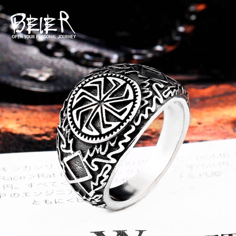 Мужское кольцо в скандинавском стиле от BEIER, украшение в виде драгоценных камней ► Фото 1/2