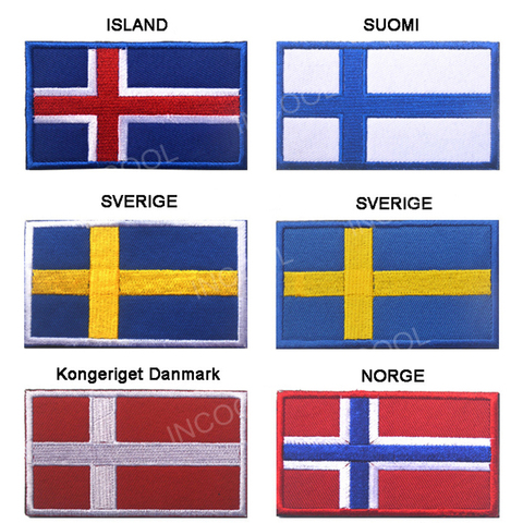 Остров Исландия Суоми Финляндия Sverige шведский конгерет Danmark Norge норвежский флаг вышивка нашивка европейские флаги 3D аппликации ► Фото 1/6