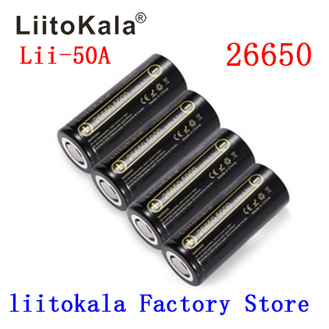 HK LiitoKala lii-50A 26650 5000 мАч литиевая батарея 3,7 в 5000 мАч 26650 перезаряжаемая батарея 26650-50A подходит для фонарика Новинка ► Фото 1/6