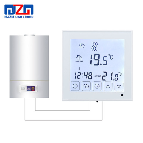Цифровой термостат MJZM для газового бойлера, регулятор температуры, сенсорный экран, питание от батареи, настенный термостат ► Фото 1/6