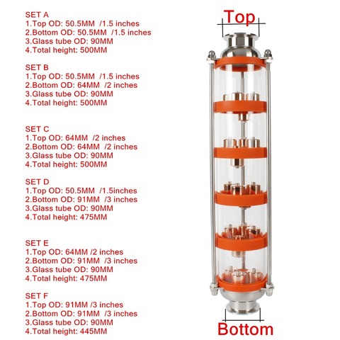 304 нержавеющая сталь/медная пузырьковая дистилляционная колонна с 5 секциями для дистилляции. Стеклянная колонка ► Фото 1/3