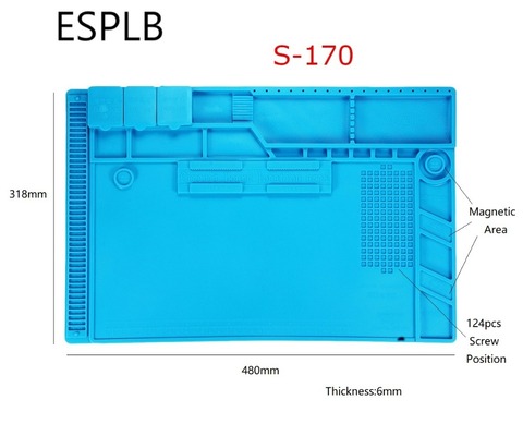 Рабочий коврик с теплоизоляцией S-170 480x318 мм, термостойкий силиконовый Настольный коврик, паяльная платформа BGA, инструмент для ремонта ► Фото 1/4