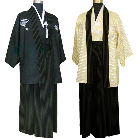 Кимоно мужское традиционное в японском стиле, винтажный юката, сценический танцевальный костюм, одежда самураев 89 ► Фото 1/4