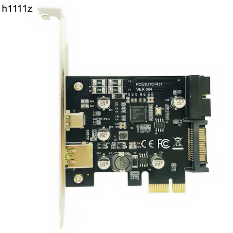 PCI-Express PCI-e к USB 3,1 Type-C, переходная карта PCIe к быстрой зарядке 2.4A и фронтальному USB-майнеру с 19-контактным переходником ► Фото 1/6