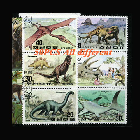 Доисторические Животные динозавры 50 шт./лот не повторяются все из мира используются с почтовыми марками коллекционные почтовые марки колле... ► Фото 1/4