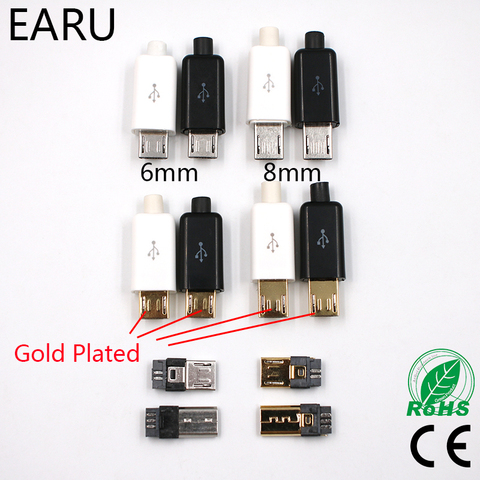 10 шт. 6 мм 8 мм Micro USB 5PIN сварочный Тип Штекерный соединитель зарядное устройство 5P 4 в 1 Белый Черный позолоченный ► Фото 1/6