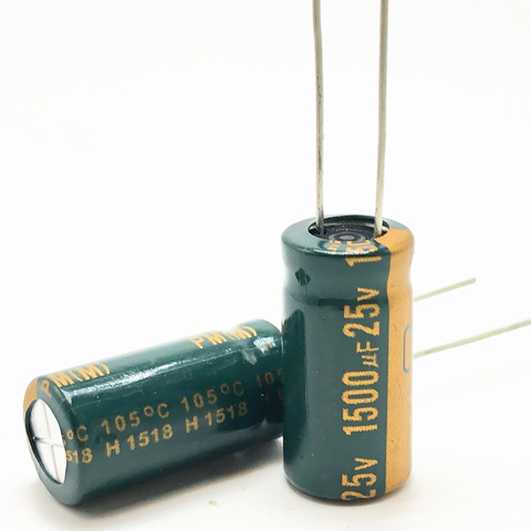 Высокочастотный низкоимпедансный алюминиевый электролитический конденсатор 25 в 1500 мкФ 10*20 1500 мкФ 25 в 20% ► Фото 1/1