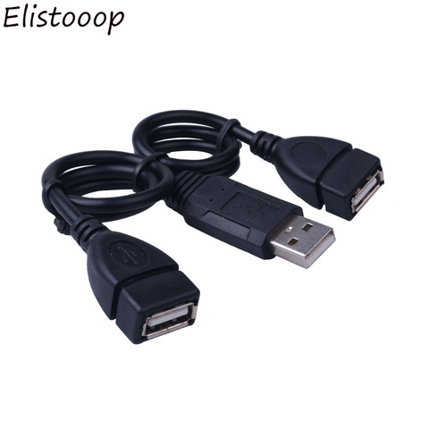 Elistooop USB зарядный кабель питания, Удлинительный Кабель USB 2,0 A 1 Папа-2 два USB мама, концентратор передачи данных, адаптер питания ► Фото 1/4