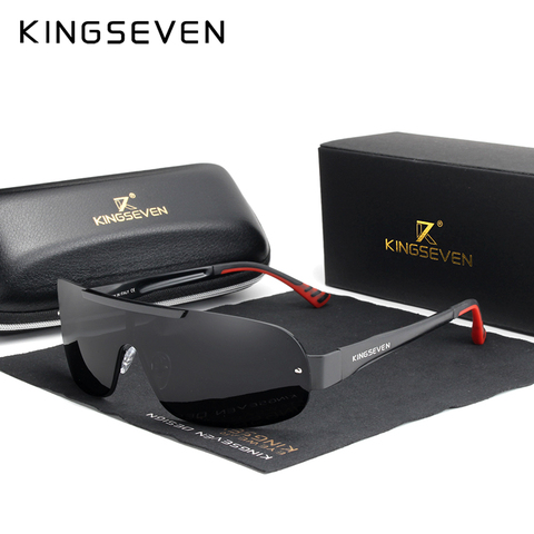 KINGSEVEN мужские солнцезащитные очки, дизайнерские алюминиевые очки с интегрированными линзами, Поляризованные, HD ► Фото 1/5