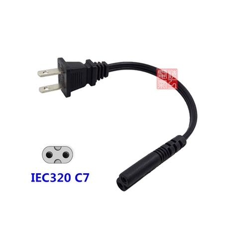 NEMA 1-15P 2-контактный штекер для IEC 320 C7 IEC320, короткий кабель питания переменного тока, 20 см для адаптера переменного тока, ноутбука ► Фото 1/4