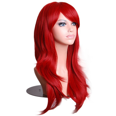 Soowee 70 см длинные волнистые красные парики, поддельные волосы, синтетические волосы, женский косплей парик для черно-белых женщин ► Фото 1/6