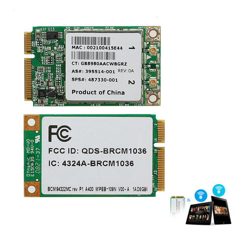 Mini Dual Band BCM94322MC Wireless-N WIFI 300M PCI-E карта для HP SPS:487330-001 Прямая поставка ► Фото 1/1
