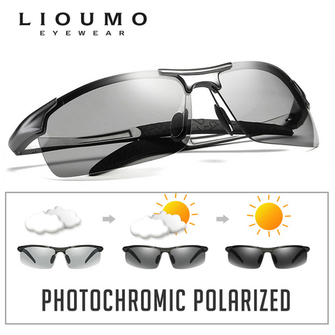 Мужские фотохромные очки LIOUMO, поляризационные солнцезащитные очки в стиле ретро-авиатора, антибликовые водительские очки высокой четкости... ► Фото 1/6