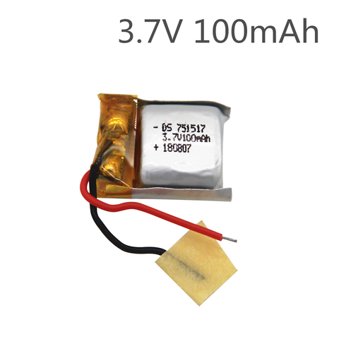 3,7 в, 100 ма/ч, 20c для Cheerson, 751517, cx10, CX12, JJ810, JJ820, V646, V676, вертолет/квадрокоптер, 3,7 в, 100 ма/ч, литий-полимерный аккумулятор ► Фото 1/1