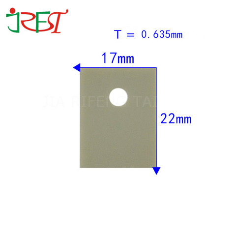 Охлаждающая прокладка для изолятора ALN TO-247 0,635 мм * 17 мм * 22 мм, керамика из нитрида алюминия с отверстием 3,7 мм ► Фото 1/3