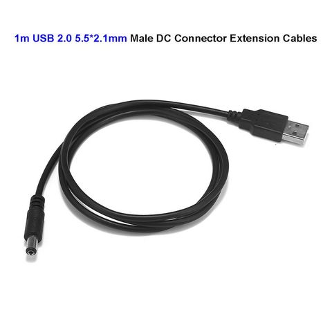 USB кабель постоянного тока 5 в 12 В 5,5x2,1 мм разъем «папа» Удлинительный кабель постоянного тока в USB 1 м для светодиодной ленты контроллера акку... ► Фото 1/6