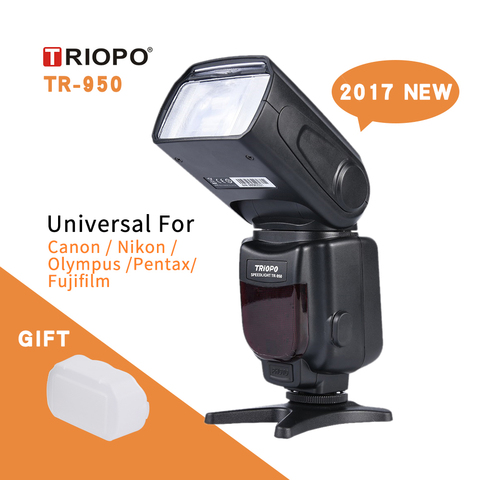 Triopo фотовспышка Speedlite универсальная для камер Fujifilm Olympus Nikon Canon 650D 550D 450D 1100D 60D 7D 5D ► Фото 1/6