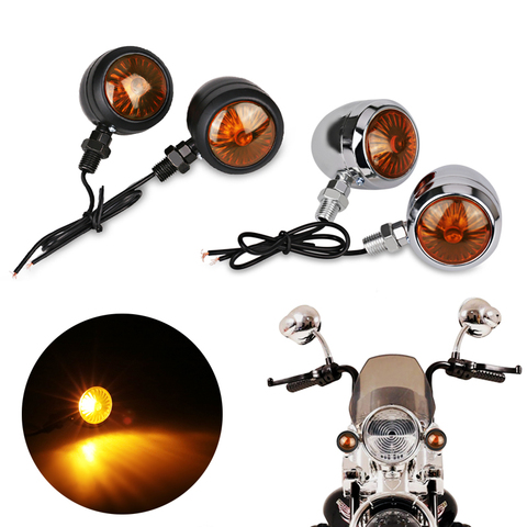 4 шт. указатели поворота мотоцикла Янтарный Черный Пули указатель поворота светильник лампа мигалки для мотора скутера для Harley ► Фото 1/6