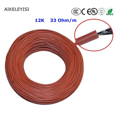 Нагревательный кабель для теплого пола, 12K, 10-100 метров, 33 Ом, нагревательные провода из углеродного волокна ► Фото 1/5