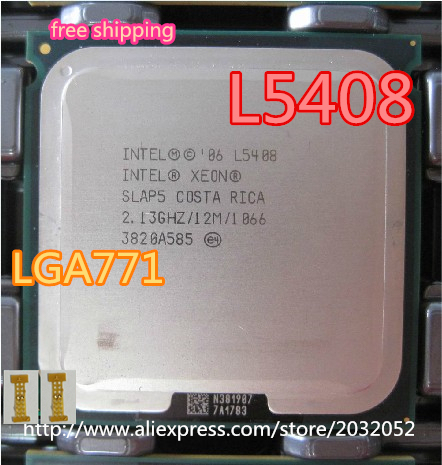 Серверный процессор Intel Xeon L5408, 2,13 ГГц, Кэш-память LGA771, L2, 12 МБ, четырехъядерный процессор, (работает на материнской плате LGA 775, 2 шт. бесплатно) ► Фото 1/2