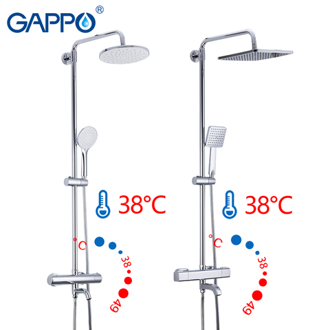 Gappo латунная термостатическая система для душа, Регулируемая Горячая и холодная вода, большая круглая насадка для душа, промывка под высоки... ► Фото 1/6
