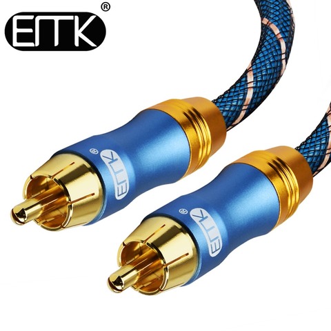Цифровой аудио коаксиальный кабель EMK-двойной плетеный экранированный-позолоченный кабель для соединения 2rca-синий ► Фото 1/6