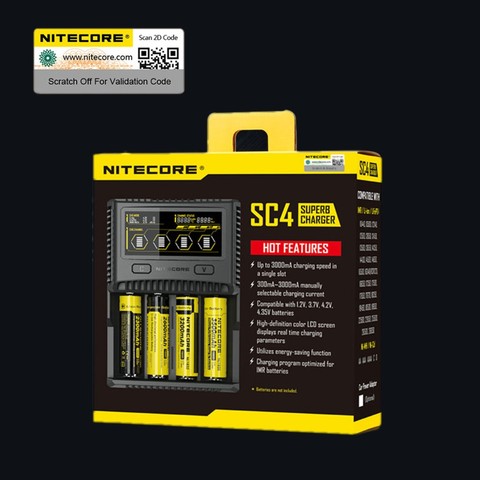 NITECORE SC4 Интеллектуальное Быстрое зарядное устройство, превосходное зарядное устройство с 4 слотами 6A, общий выход, совместим с IMR 18650 14450 16340 б... ► Фото 1/5