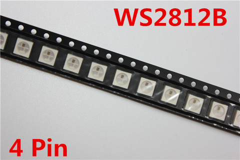 Светодиодный чип WS2812B (4 контакта), 10 ~ 1000 шт., 5050 RGB SMD, белый, версия WS2812, индивидуально адресуемые цифровые пиксели, 5 в постоянного тока ► Фото 1/3