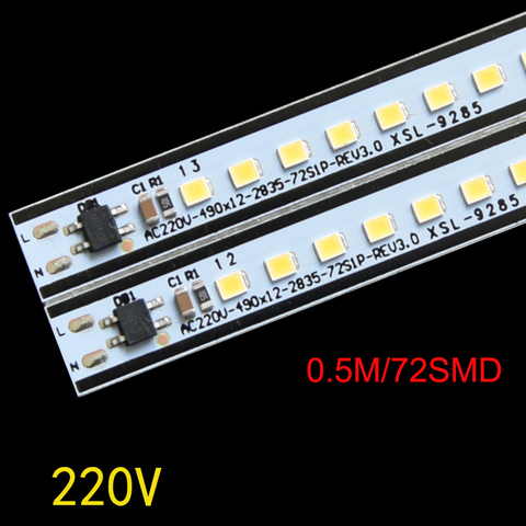 2835 Светодиодная панель SMD 72LED 30 см 40 см 50 см Светодиодная жесткая лента AC 220 В 2835 Светодиодная жесткая лента лампа бесплатная доставка ► Фото 1/1