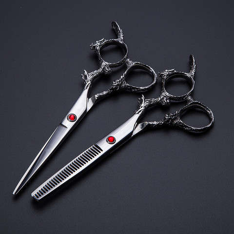 Профессиональные 6-дюймовые японские ножницы 440C для волос в виде дракона, набор ножниц для стрижки и филировки, ножницы для парикмахерской ► Фото 1/4