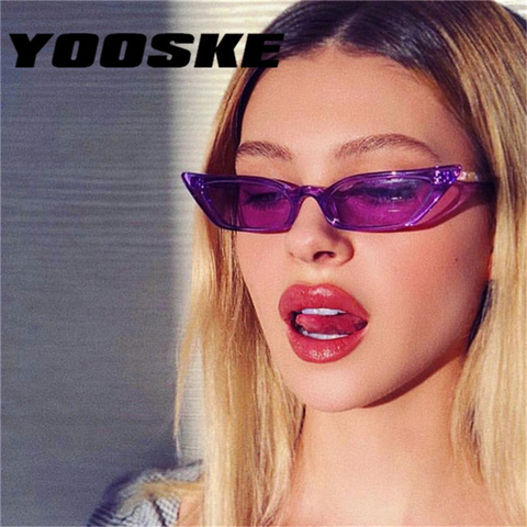 YOOSKE женские солнцезащитные очки кошачий глаз, маленькие размеры, брендовые дизайнерские модные ретро женские солнцезащитные очки, черные, розовые, красные очки UV400 ► Фото 1/6