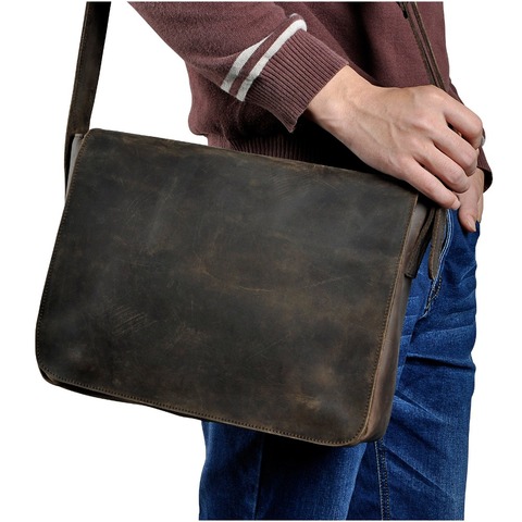 Новая модная мужская повседневная сумка-мессенджер из натуральной кожи, сумка для ноутбука 13 