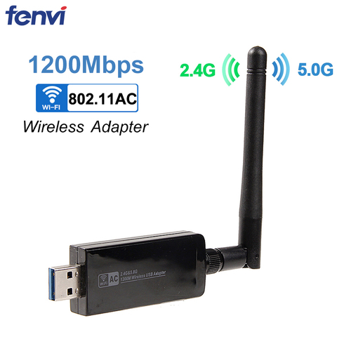 Беспроводной AC1200 двухдиапазонный USB Wi-Fi адаптер 1200 Мбит/с RTL8812AU 802.11ac Wi-Fi USB 3,0 антенна карта для настольного ПК ноутбука ► Фото 1/6