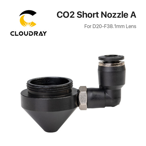 Воздушная насадка Cloudray для объектива Dia.20 FL38.1 N01F CO2, короткое сопло A с фитингом M5 для лазерной головки на CO2, станок для лазерной резки ► Фото 1/5