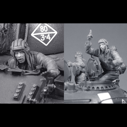 1/35 немецкие танкеры (Operation Дунай, Прага 1968), 2 фигурки, полимерная модель солдата GK, разобранный и Неокрашенный набор ► Фото 1/1