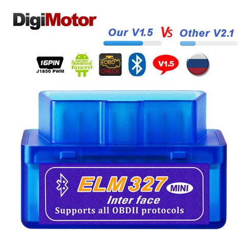 Настоящее ELM327 V 1,5 ELM 327 Bluetooth OBD2 v1.5 android-автомобильный сканер автомобильной БД 2 инструмент диагностики авто OBDII сканер лучше V2.1 ► Фото 1/6
