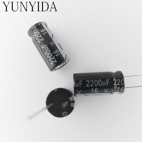 Алюминиевый электролитический конденсатор 16 в 2200 мкФ 10 шт. ► Фото 1/1