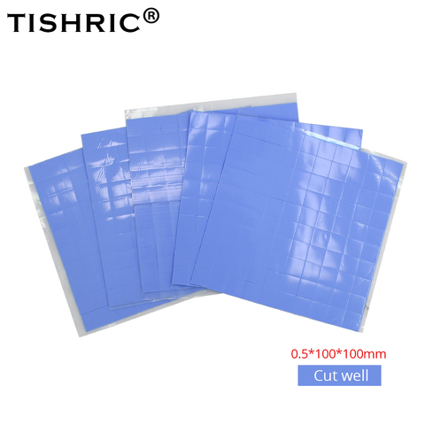 Термальная прокладка TISHRIC 100*100*0,5 мм, Проводящий силиконовый вентилятор для ПК, кулер для процессора GPU, теплоотвод, термосмазка/клей ► Фото 1/6