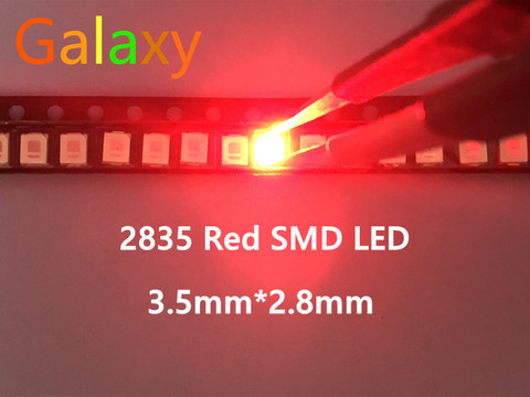 Светодиодный диодный чип, 100 шт., 12-20 лм, 2835, красный, SMD, 0,2 Вт, светодиодный светодиод с высокой яркостью s 620-625NM, 60 мА, SMD/SMT, 3528, красный ► Фото 1/3