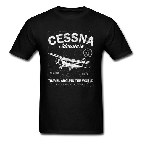 Cessna Leisure бренд Biplane футболка самолет Приключения путешествия по всему миру Винтажная Футболка мужские Графические футболки День отца ► Фото 1/6