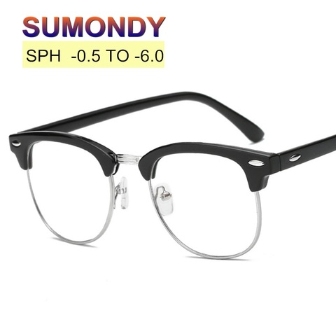 SUMONDY SPH От -0,5 до -6,0 Рецептурные очки для близорукости Конечный продукт очки с диоптриями для женщин мужчин с заклепками анти-радиационные оч... ► Фото 1/6