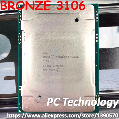 Оригинальный процессор Intel Xeon BRONZE3106, SR3GL BRONZE3106, Кэш-память 11 м, 3106 ГГц, 8 ядер, 85 Вт, LGA3647, масштабируемый процессор, бесплатная доставка ► Фото 1/1