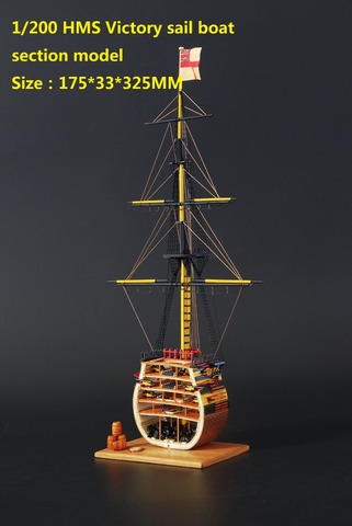 Бесплатная доставка, весы 1/200 HMS, деревянная парусная лодка, латунные пушки, деревянная основа и декоративные наборы ► Фото 1/5