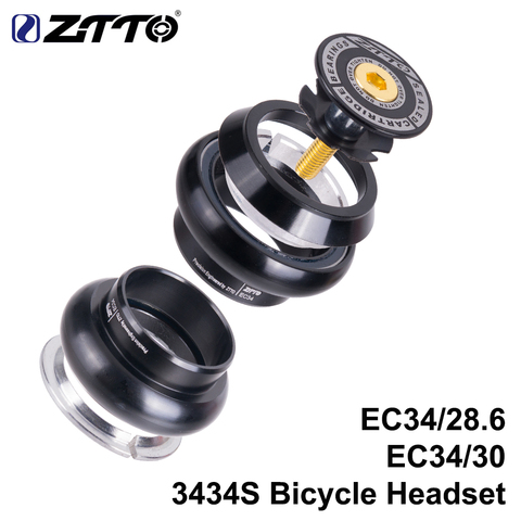 ZTTO 3434S MTB Road Bike threless Гарнитура 34 мм EC34 CNC 1-1/8 28,6, прямая трубка, вилка 34, обычная гарнитура без резьбы ► Фото 1/6