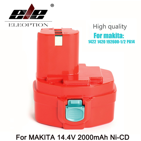Аккумулятор ELEOPTION для инструментов Makita, батарея перезаряжаемая 14,4 В, 2000 мА·ч, Ni-Cd, для моделей PA14/1422/1420/192600-1/ 6281D/6280D ► Фото 1/6