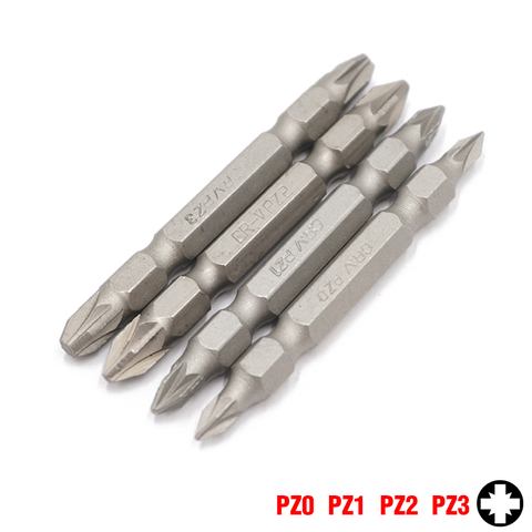 Набор бит posiidriv PZ0 PZ1 PZ2 PZ3 из хромованадиевой стали, длина 65 мм, Длина 1/4 дюйма, 6,35 мм, шестигранный хвостовик, двухсторонние биты для отверток ► Фото 1/5