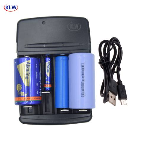 Умное зарядное устройство с 4 слотами USB для перезаряжаемых батарей C A AA AAA AAAA 1,5 V, щелочное 3,2 V LiFePo4 32650 22650 18650, зарядное устройство ► Фото 1/6