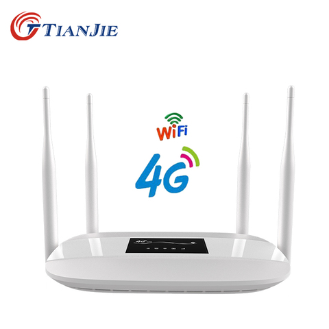 Роутер TIANJIE разблокированный, 300 Мбит/с, 4 внешних антенны, домашний Wi-Fi роутер 3G 4G GSM LTE роутер, точка доступа 4G модем 4g Роутер со слотом для sim-к... ► Фото 1/6