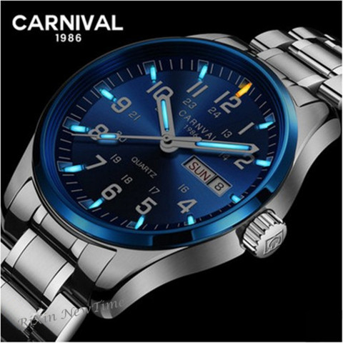 T25Carnival tritium светящиеся двойные Календарь военные кварцевые часы мужские роскошные Брендовые Часы водонепроницаемые часы relogio erkek saati ► Фото 1/6